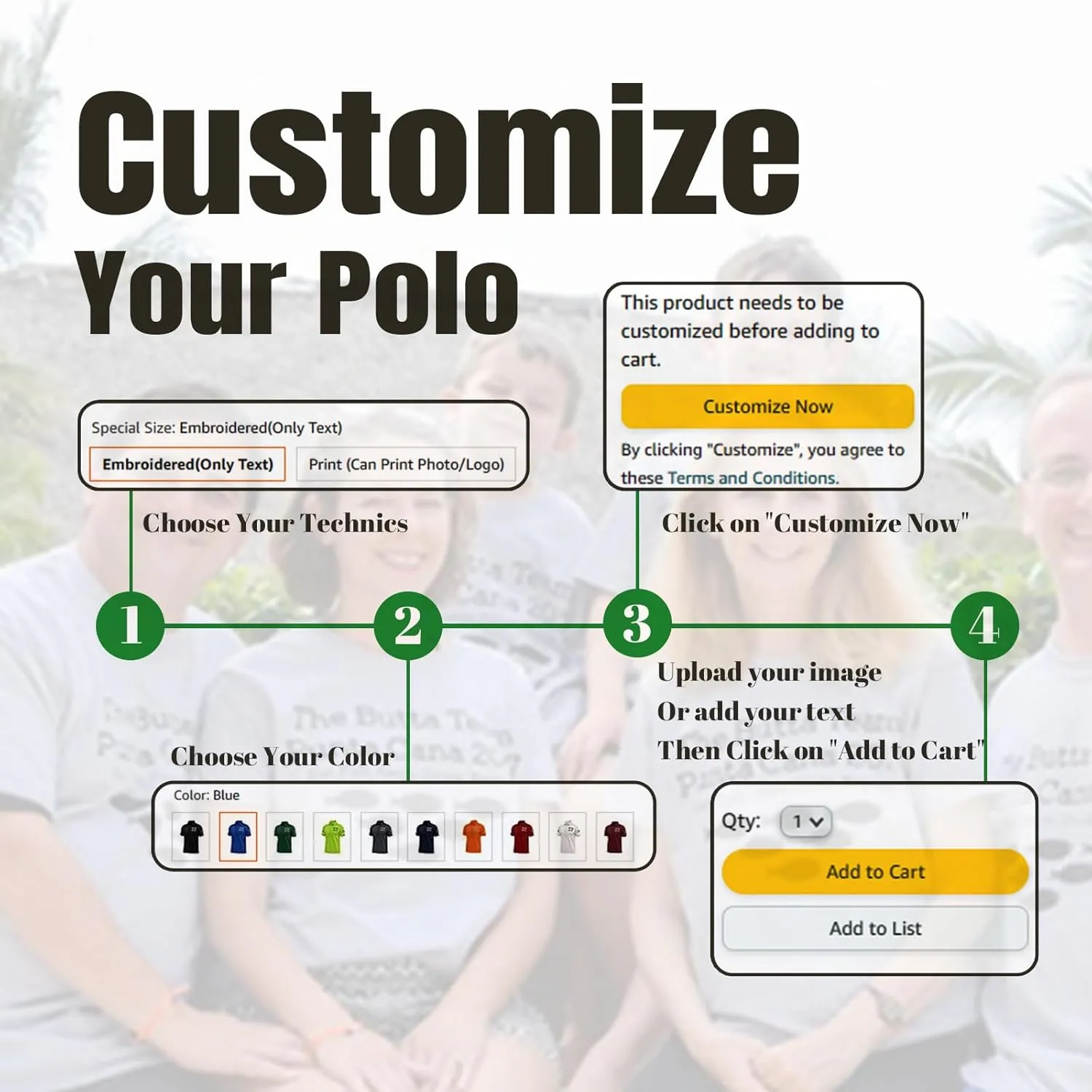 Custom Shirts, Custom Polo, Custom Polo Shirts for Men Personalized Golf Shirts Design Your Own Polos