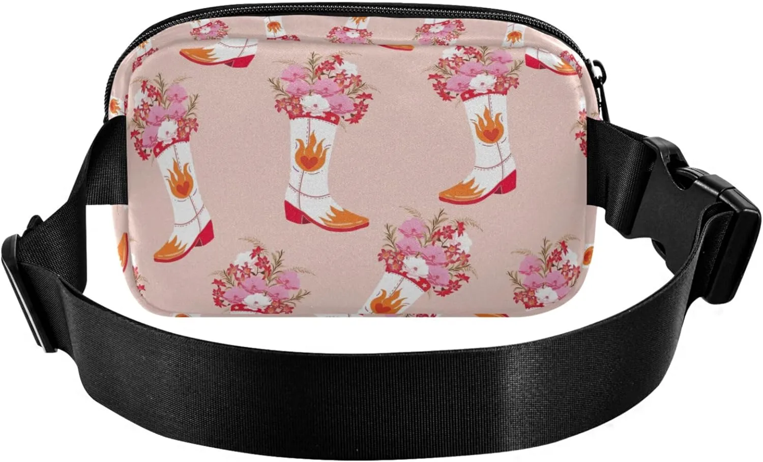 Cute Cowgirl Boots Pink Women Fanny Pack Waterproof Hip Bag Belt Purse Designer Cross Body Waist Purse