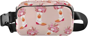 Cute Cowgirl Boots Pink Women Fanny Pack Waterproof Hip Bag Belt Purse Designer Cross Body Waist Purse