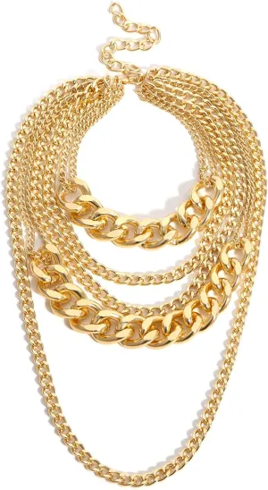 Dainty Gold Layered Necklace for Women - Elegant Pendant Necklace, Gold Accessories Jewelry Set for Women, Water-Resistant Gold Jewelry for Men
