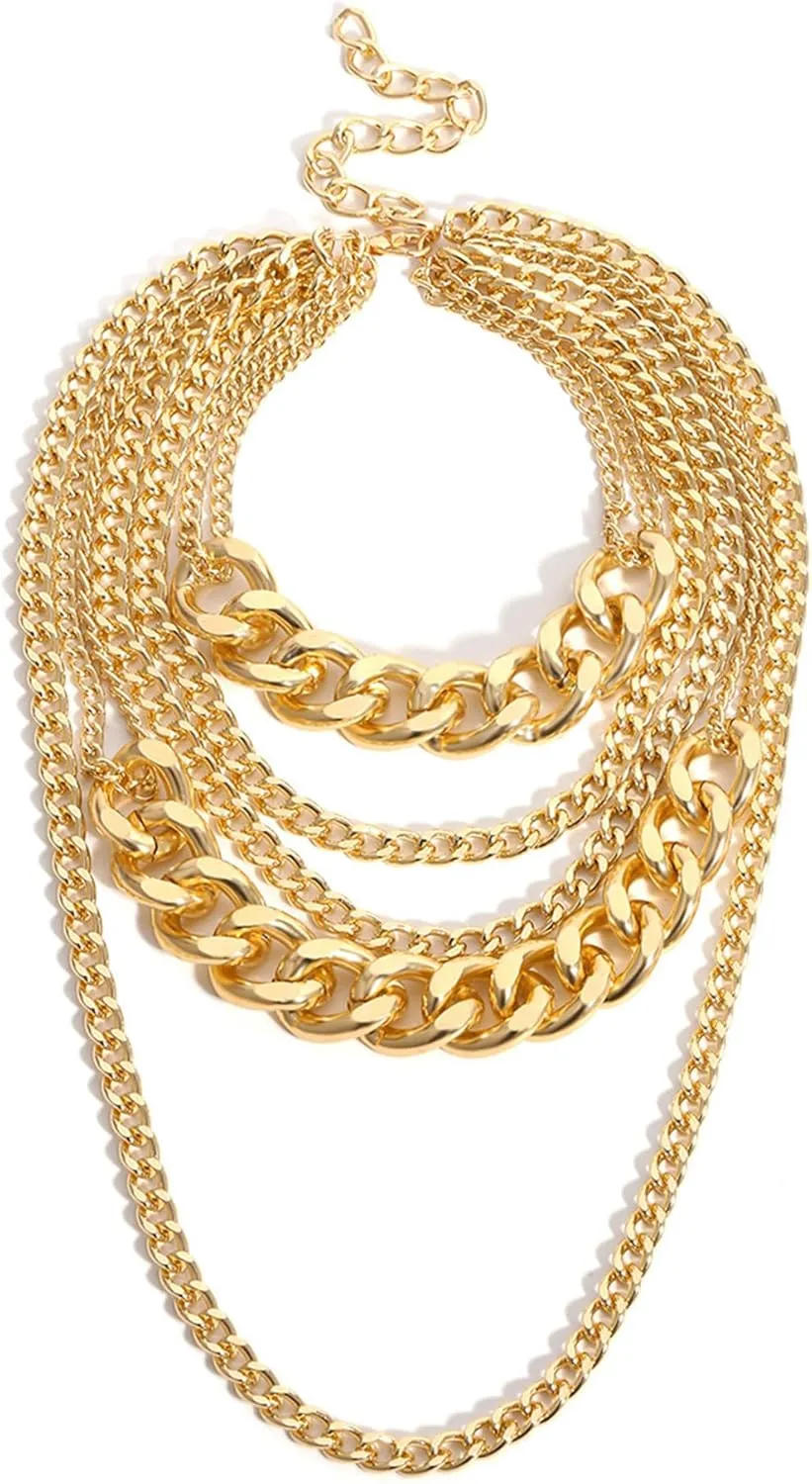 Dainty Gold Layered Necklace for Women - Elegant Pendant Necklace, Gold Accessories Jewelry Set for Women, Water-Resistant Gold Jewelry for Men