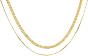 DATOA 2 Layered Choker Snake Necklaces Gold Choker Necklaces for Woman Minimalist Jewelry for Women Men