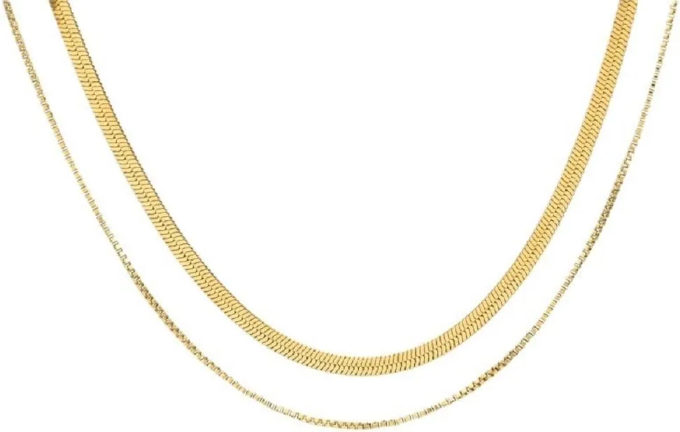 DATOA 2 Layered Choker Snake Necklaces Gold Choker Necklaces for Woman Minimalist Jewelry for Women Men