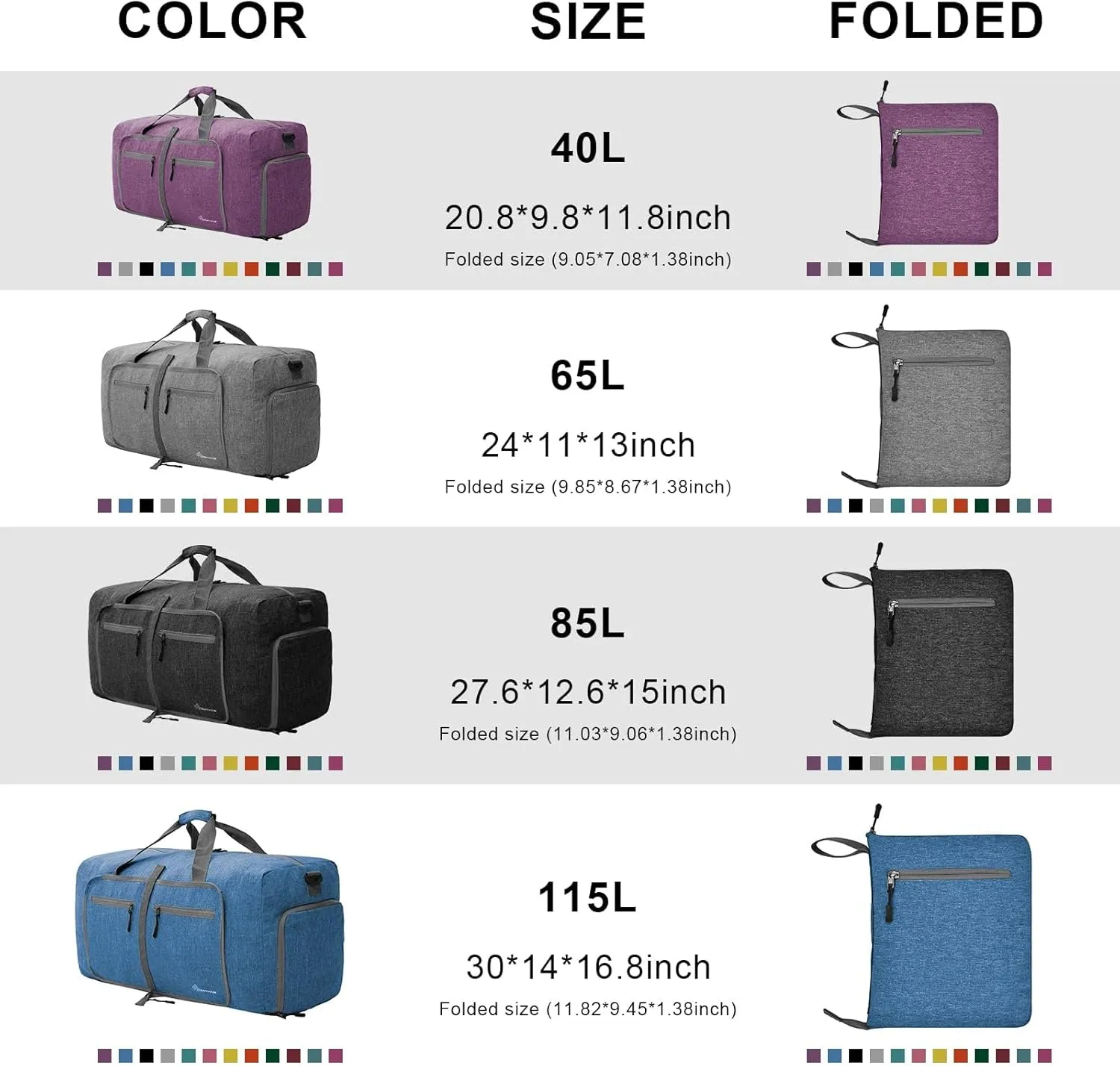 Dimayar 115L Travel Duffle Bag - Foldable Duffel Bag with Shoes Compartment - Overnight Bags Waterproof & Tear Resistant(Blue)