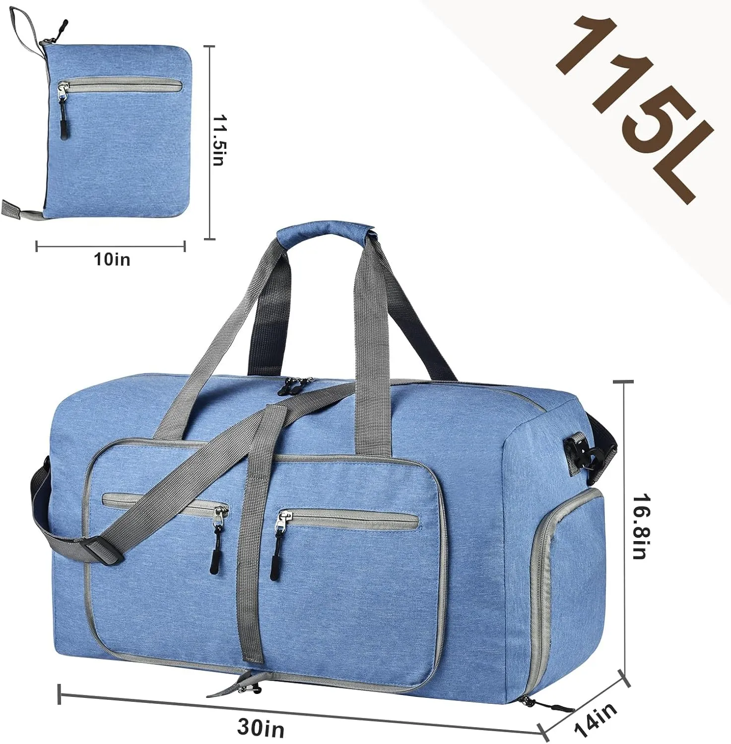 Dimayar 115L Travel Duffle Bag - Foldable Duffel Bag with Shoes Compartment - Overnight Bags Waterproof & Tear Resistant(Blue)