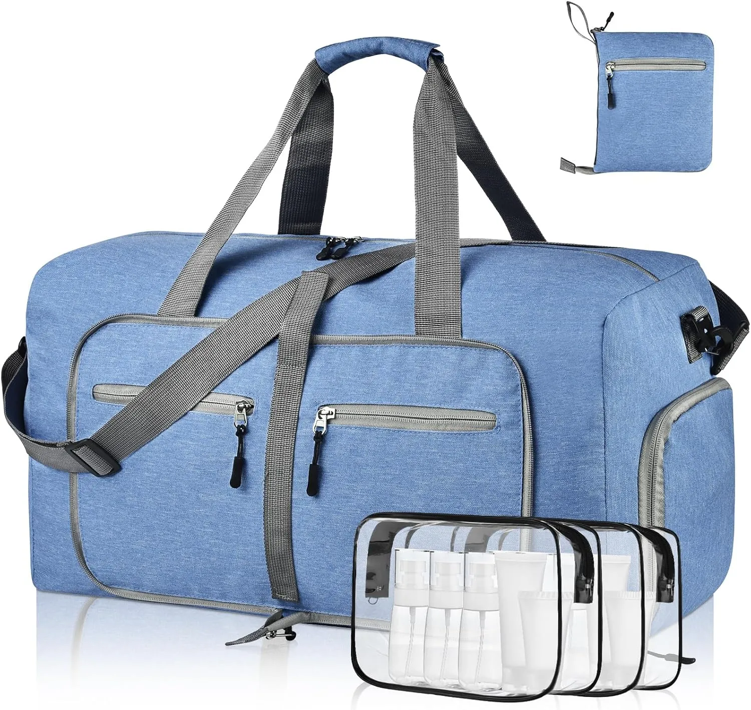 Dimayar 115L Travel Duffle Bag - Foldable Duffel Bag with Shoes Compartment - Overnight Bags Waterproof & Tear Resistant(Blue)