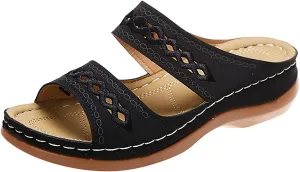 Eduavar Orthopedic Sandals for Women, Sandals for Women Casual Summer Beach Sandals Comfy Open Toe Slip-on Sandals Slippers