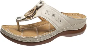Eduavar Orthopedic Sandals for Women, Sandals Women Retro Sandals Summer Beach Flip Flops Casual Peep Toe Sandals Slippers