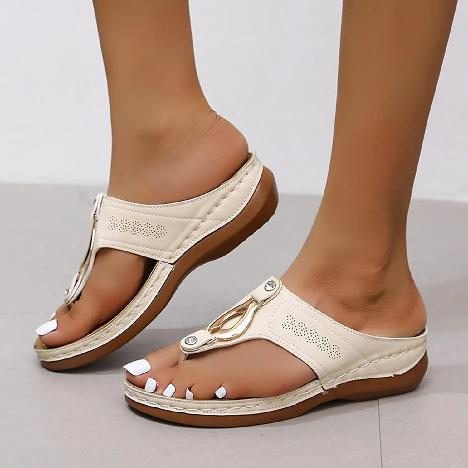 Eduavar Orthopedic Sandals for Women, Sandals Women with Arch Support Breathable Flip Flops Summer Casual Sandals Slippers