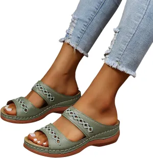 Eduavar Orthopedic Sandals for Women, Womens Sandals Comfortable Sandals Slippers Open Toe Wedge Sandals with Arch Support