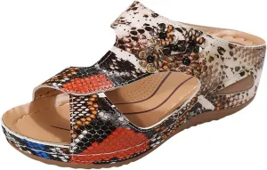Eduavar Orthopedic Sandals for Women, Womens Sandals Retro Floral Wedge Sandals Casual Open Toe Sandals with Arch Support
