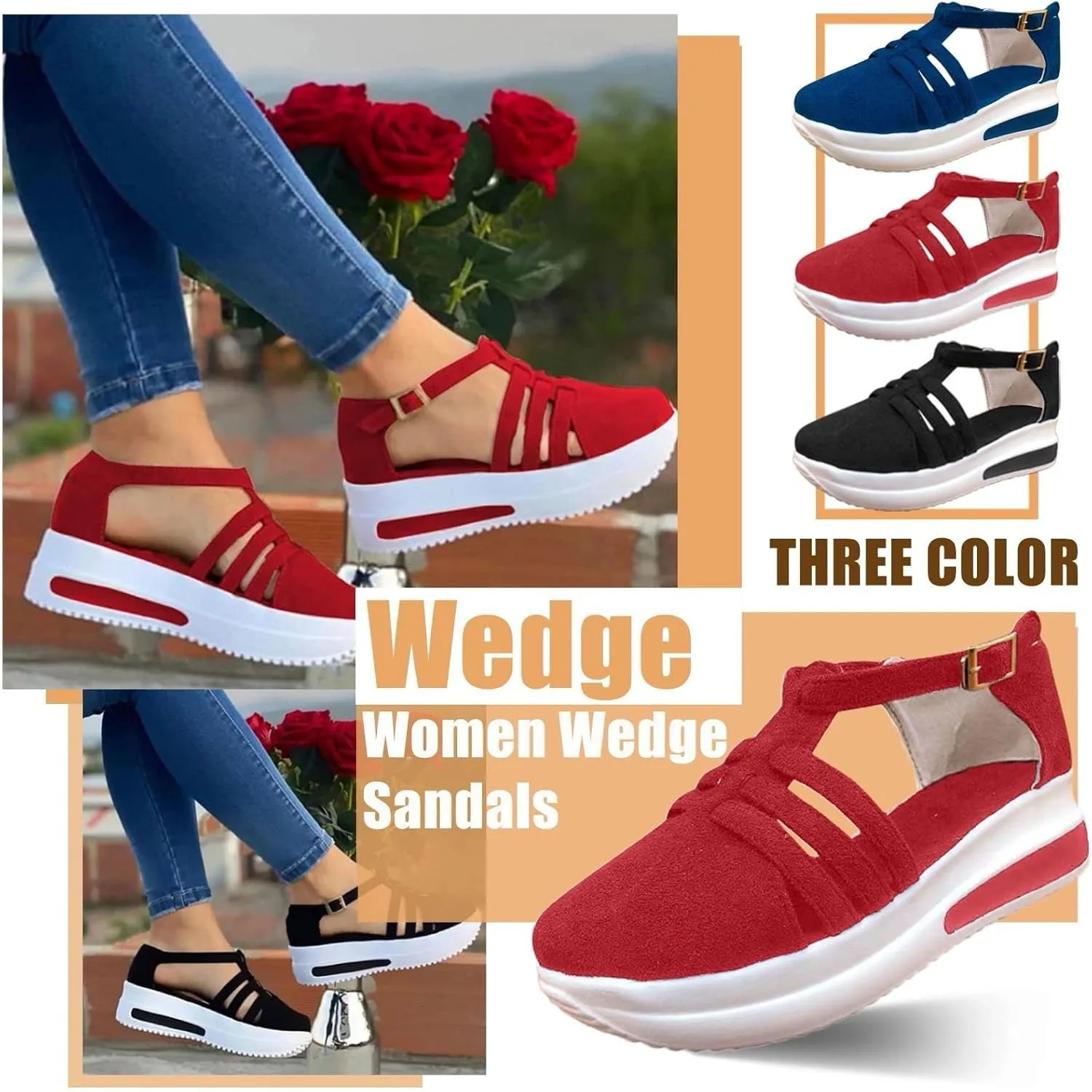 Eduavar Sandals for Women Casual Summer, Closed Toe Sandals Women Breathable Platform Sandals Casual Sports Sandals Shoes