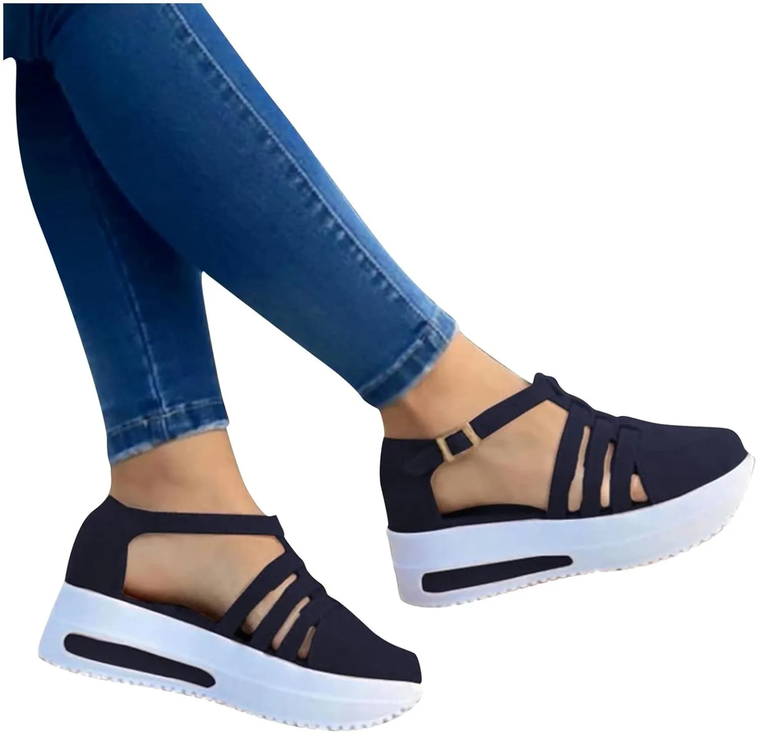 Eduavar Sandals for Women Casual Summer, Closed Toe Sandals Women Breathable Platform Sandals Casual Sports Sandals Shoes