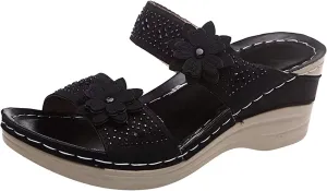 Eduavar Sandals for Women Casual Summer, Orthopedic Sandals for Women Breathable Summer Beach Sandals Casual Open Toe Sandals