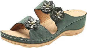 Eduavar Sandals for Women Casual Summer, Orthopedic Sandals for Women Open Toe Low Wedge Slip-on Sandals Beach Slippers