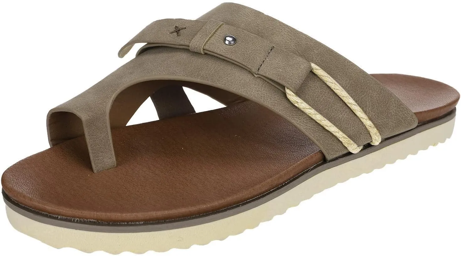 Eduavar Sandals for Women Casual Summer, Sandals Women Dressy Summer Flat Leather Ring Toe Flip Flops Comfy Sandals Slippers