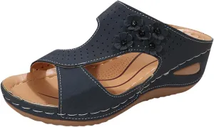 Eduavar Sandals for Women, Sandals Women Fashion Slip On Sandals Comfortable Peep Toe Sandals Summer Walking Shoes