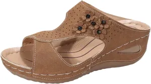 Eduavar Sandals for Women, Sandals Women Fashion Slip On Sandals Comfortable Peep Toe Sandals Summer Walking Shoes