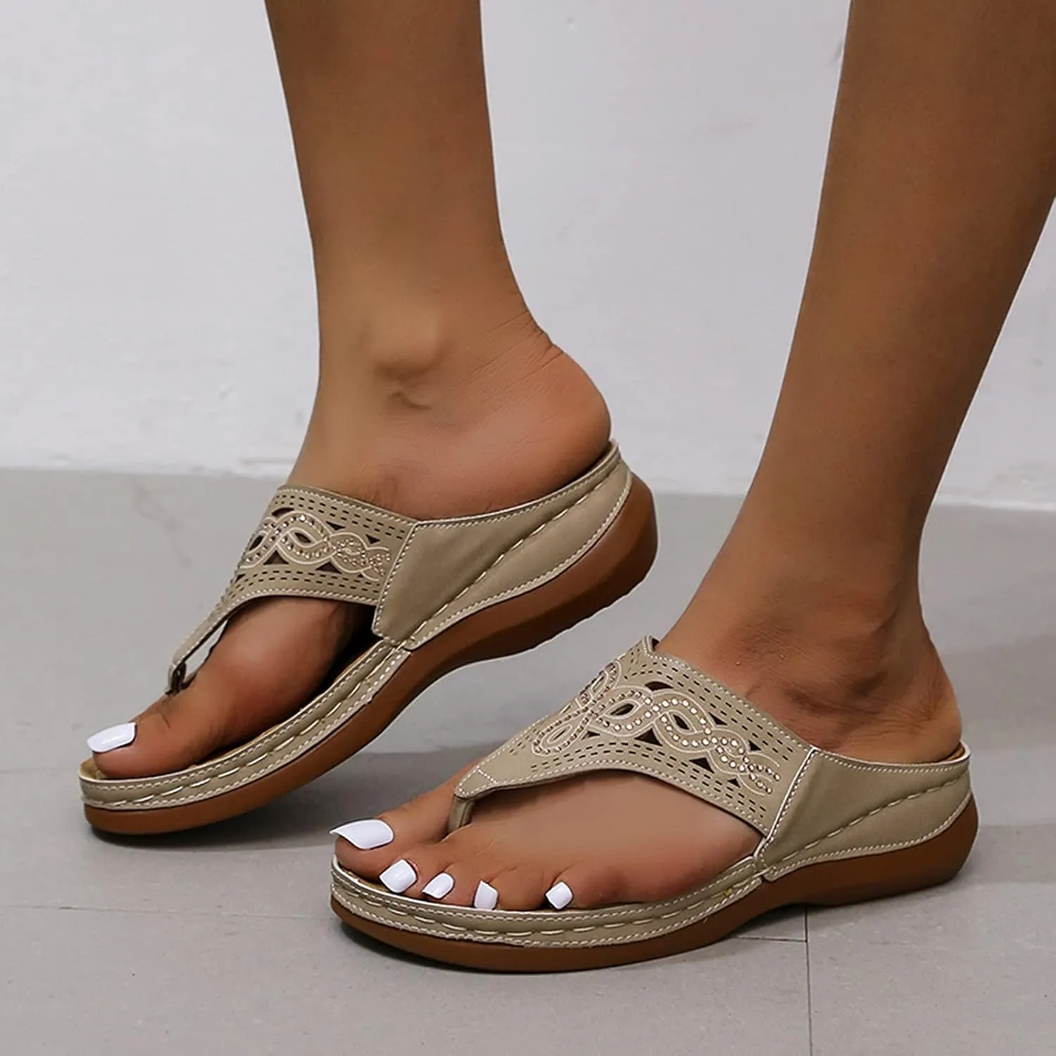 Eduavar Sandals Women Dressy Summer, Women Sandals Dressy Summer Beach Sandals Breathable Flip Flops Sandals Slippers