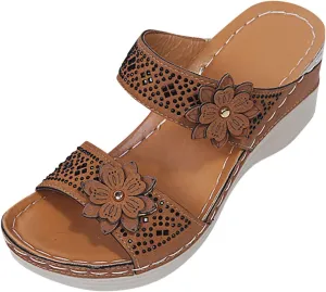 Eduavar Sandals Women, Sandals Women Dressy Slip On Sandals Breathable Open Toe Sandals with Arch Support