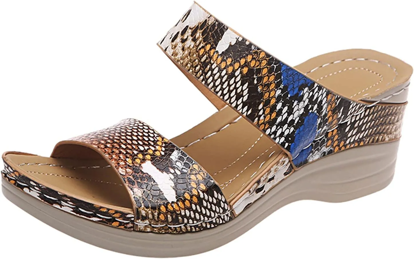 Eduavar Summer Sandals for Women 2023, Sandals Women Comfortable Leopard Print Wedge Platform Sandals with Arch Support