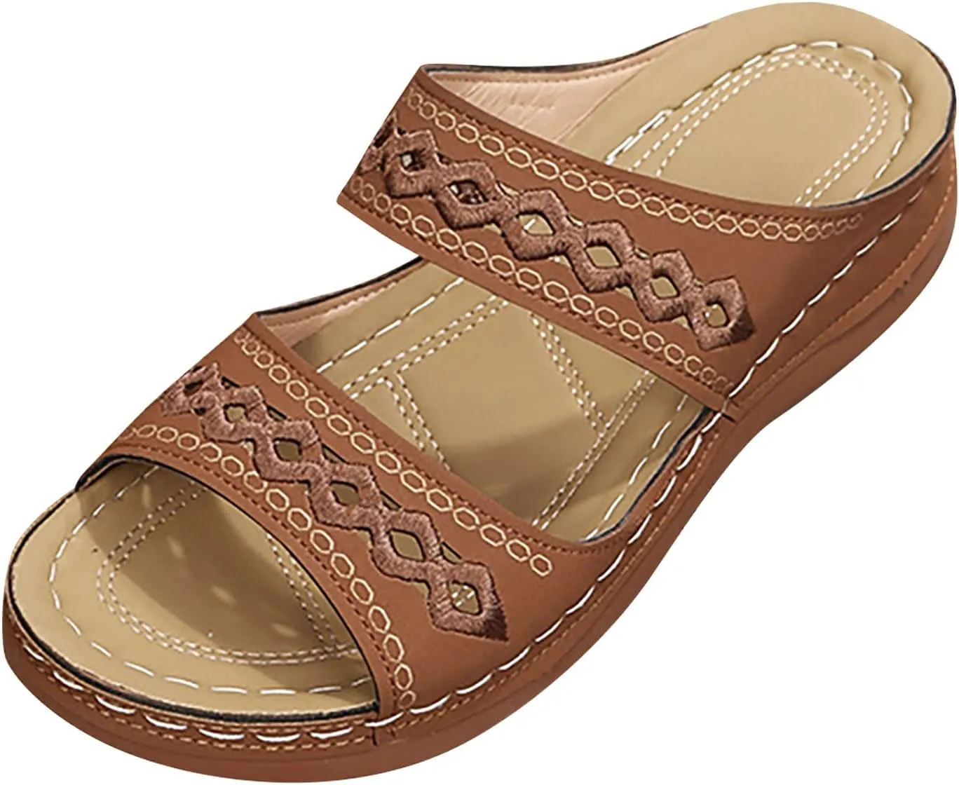 Eduavar Summer Sandals for Women 2023, Sandals Women Dressy Summer Breathable Peep Toe Sandals Slip On Wedge Sandals
