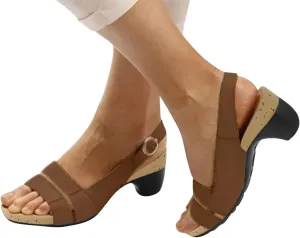 Eduavar Summer Sandals for Women, Orthopedic Sandals for Women Open Toe Sandals Casual Heel Sandals with Ankle Strap