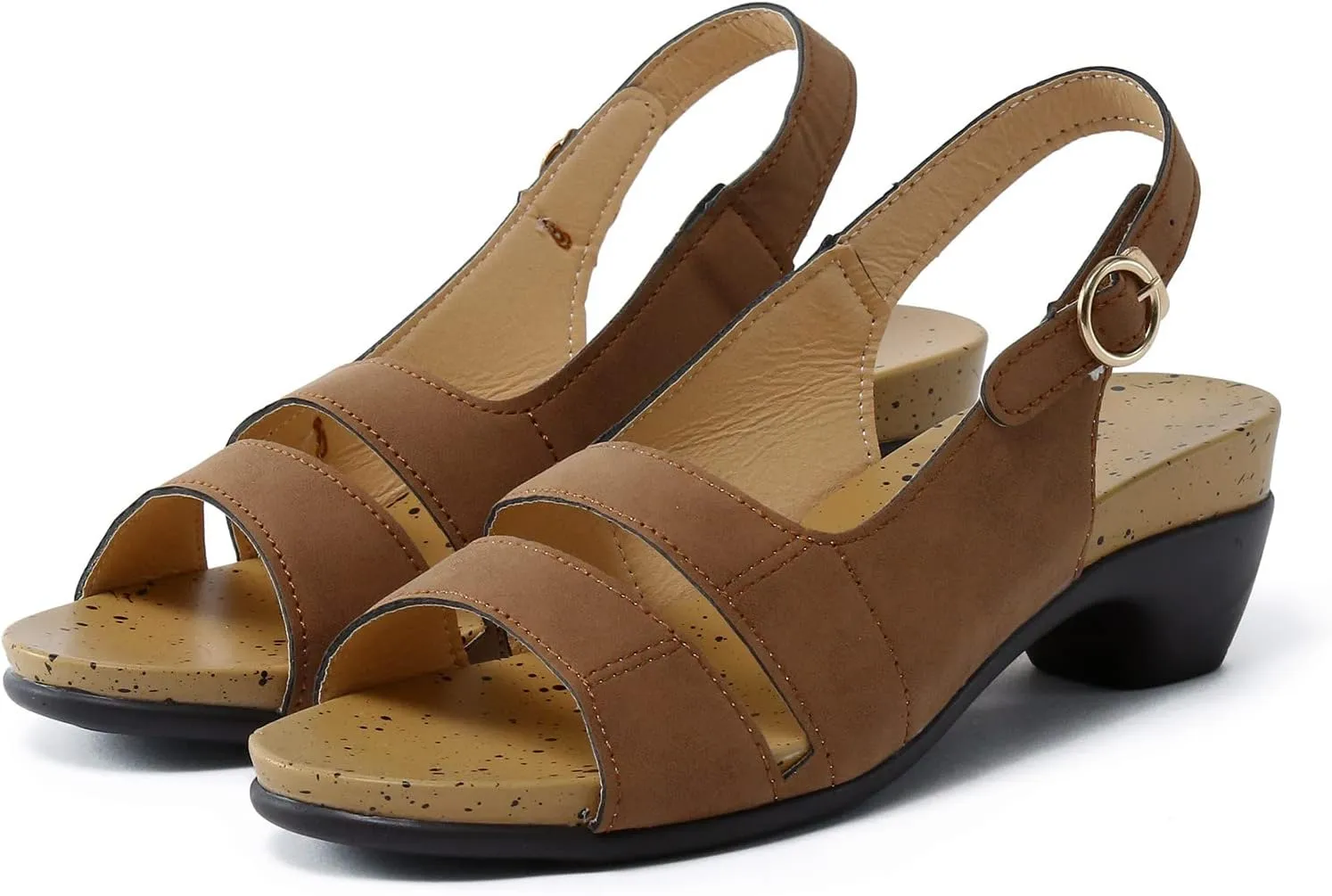 Eduavar Summer Sandals for Women, Orthopedic Sandals for Women Open Toe Sandals Casual Heel Sandals with Ankle Strap