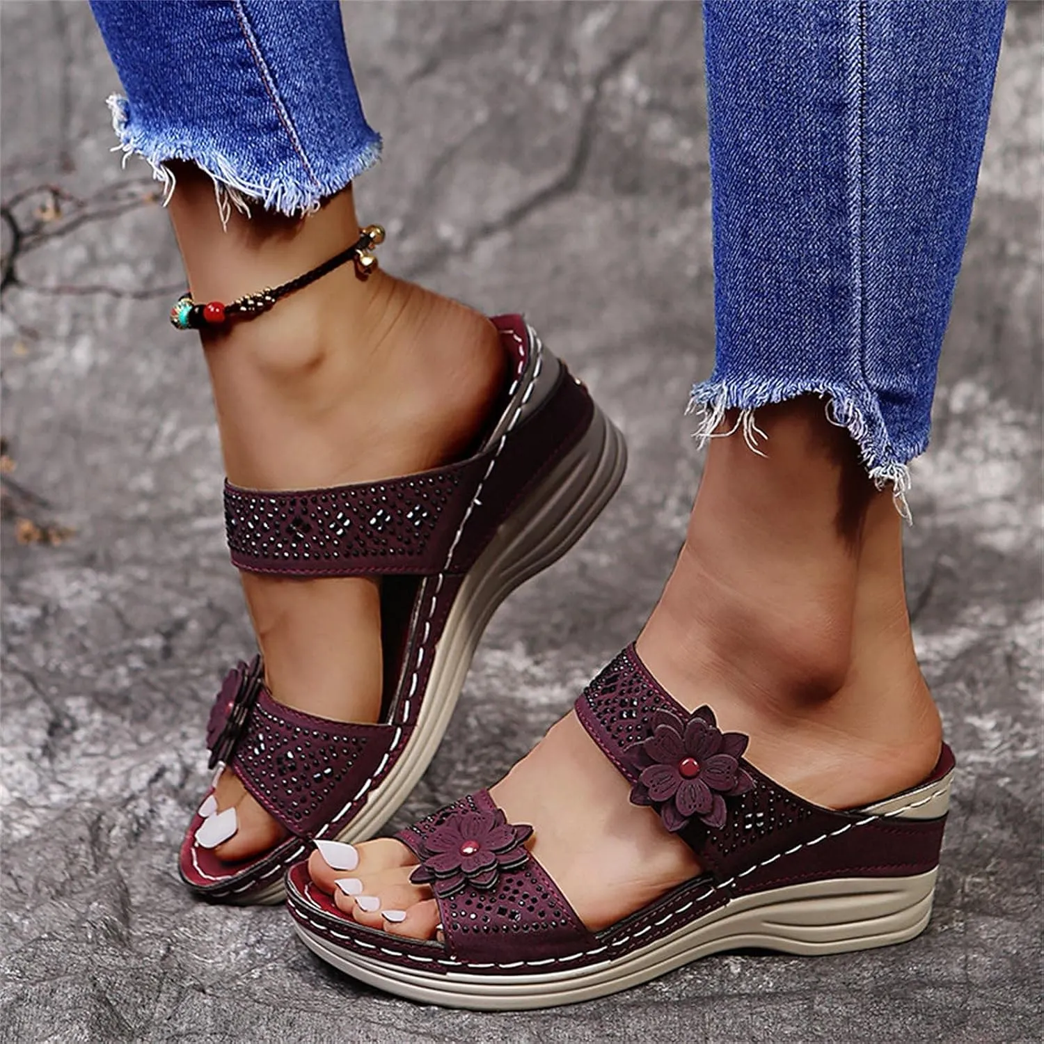 Eduavar Walking Sandals Women Comfort, Womens Sandals Dressy Comfortable Sandals Open Toe Slip On Walking Sandals Shoes