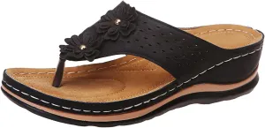 Eduavar Wedge Sandals for Women, Orthopedic Sandals for Women Arch Support Open Toe Flip Flops Sandals Summer Beach Sandals
