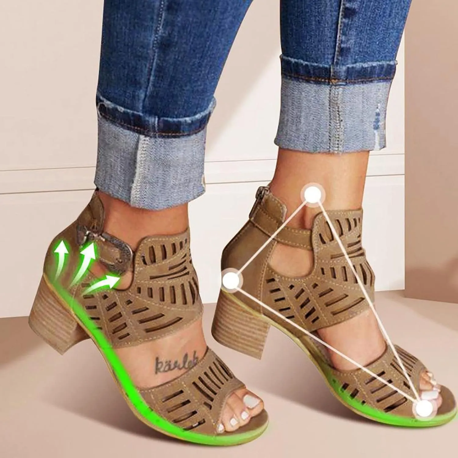 Eduavar Wedge Sandals for Women, Sandals Women Wedge Platform Sandals Zip Up Rhinestone Gladiator Flat Sandals