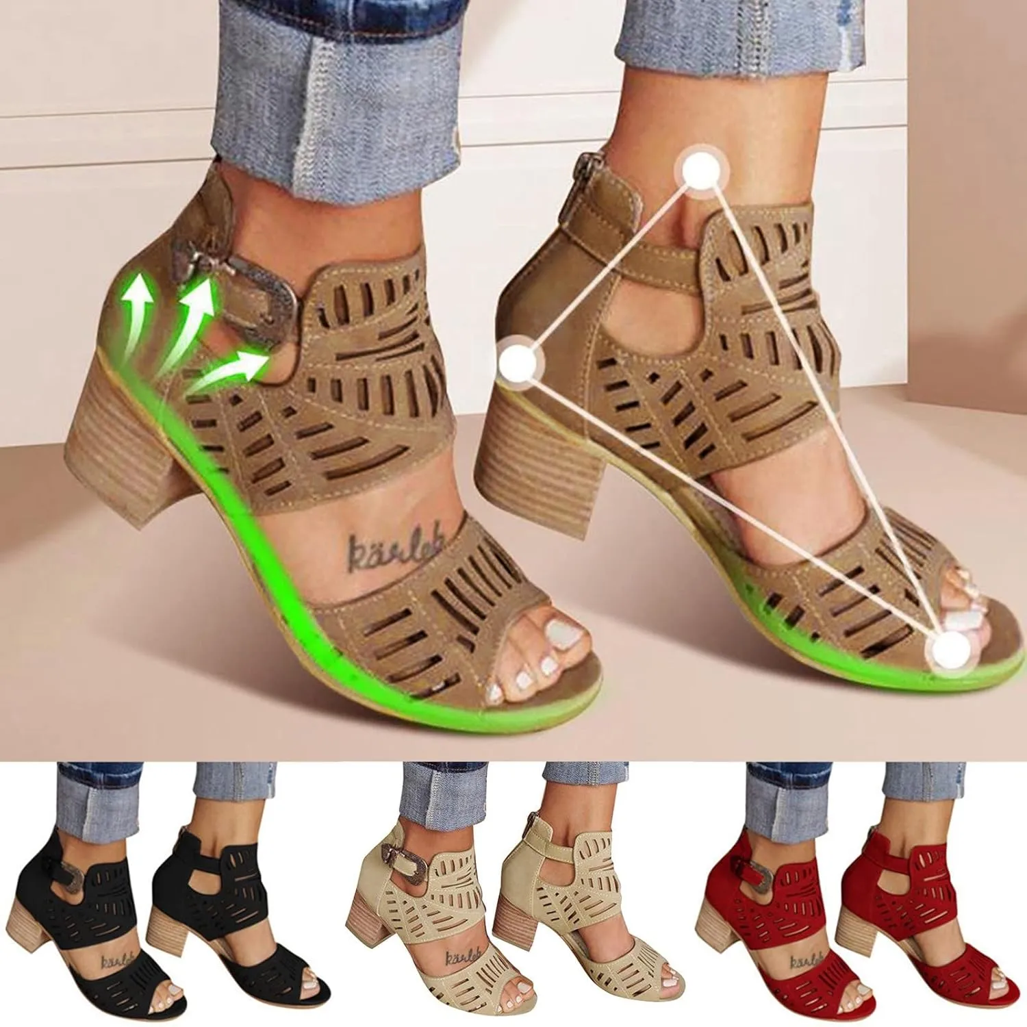 Eduavar Wedge Sandals for Women, Sandals Women Wedge Platform Sandals Zip Up Rhinestone Gladiator Flat Sandals