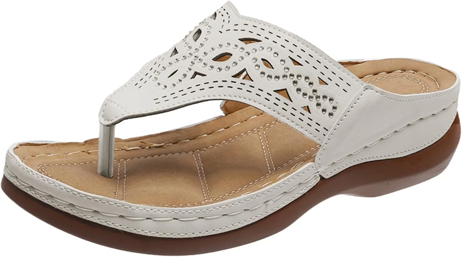 Eduavar Wedge Sandals for Women, Sandals Women with Arch Support Breathable Flip Flops Summer Casual Sandals Slippers