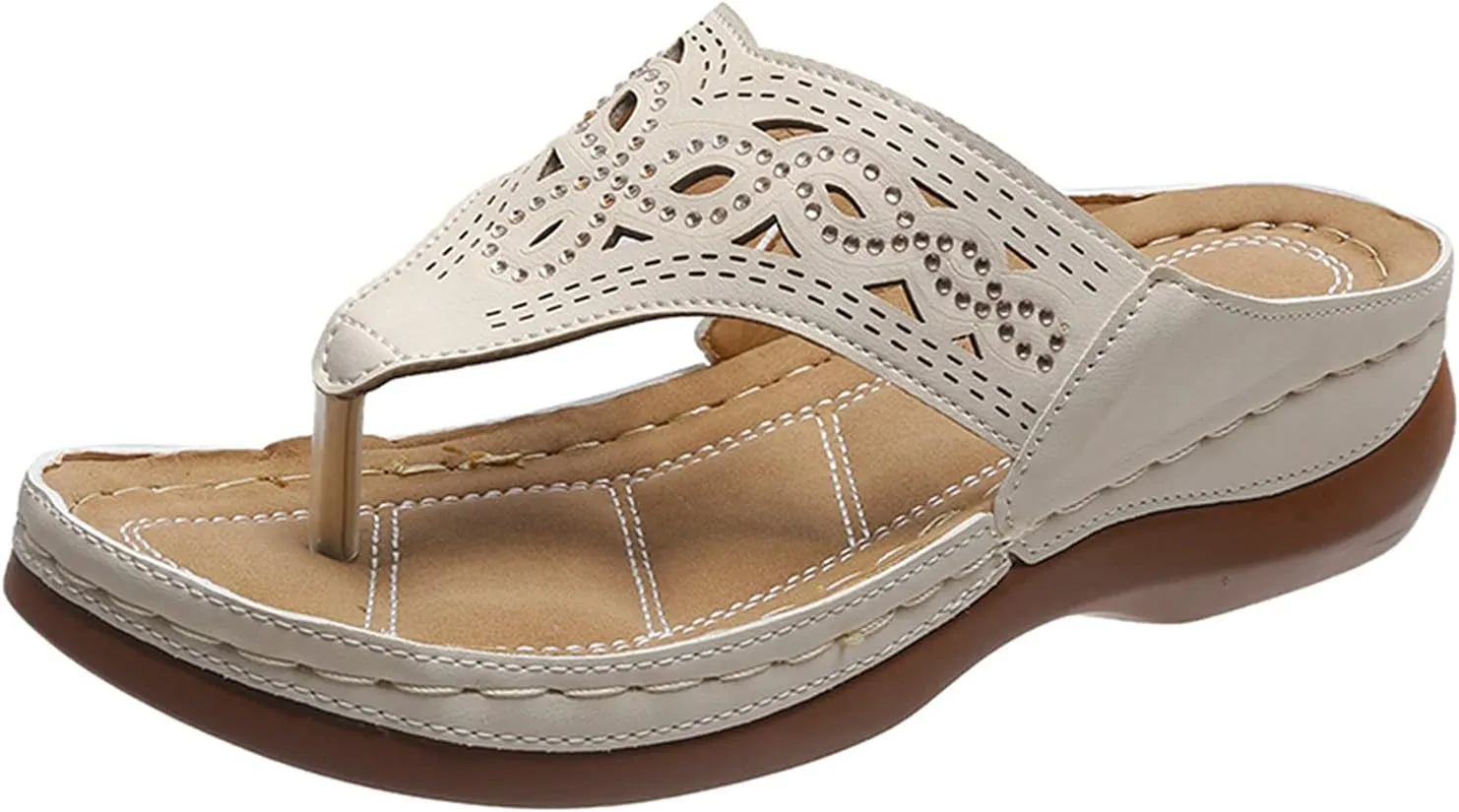 Eduavar Wedge Sandals for Women, Sandals Women with Arch Support Breathable Flip Flops Summer Casual Sandals Slippers