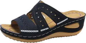 Eduavar Womens Sandals Comfortable, Sandals Women Fashion Slip On Sandals Comfortable Peep Toe Sandals Summer Walking Shoes