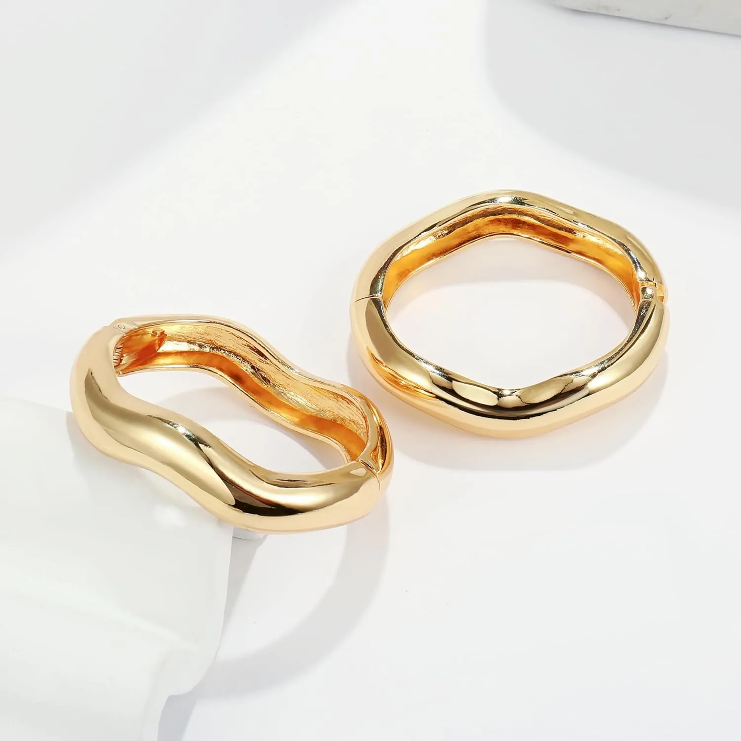 Elegance 11 designs Gold Bangles For Women Chunky Trendy Hinged Cuff Open Bracelet Wide Minimalist Bracelets Jewelry Gift