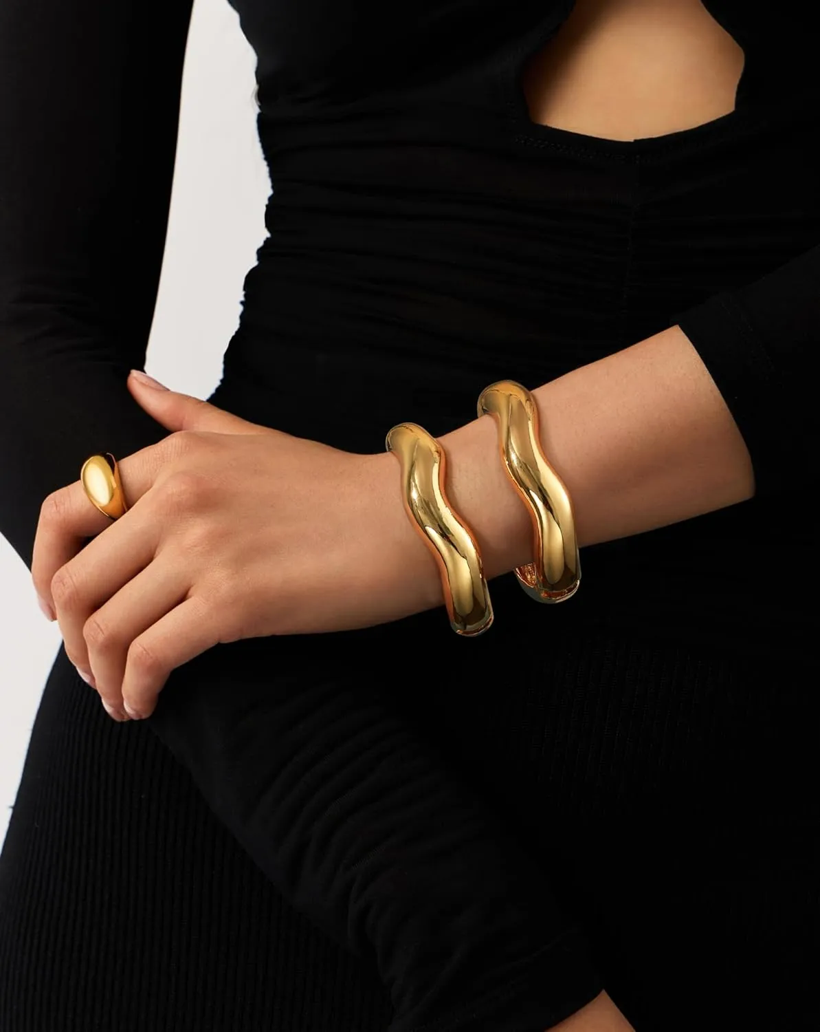Elegance 11 designs Gold Bangles For Women Chunky Trendy Hinged Cuff Open Bracelet Wide Minimalist Bracelets Jewelry Gift