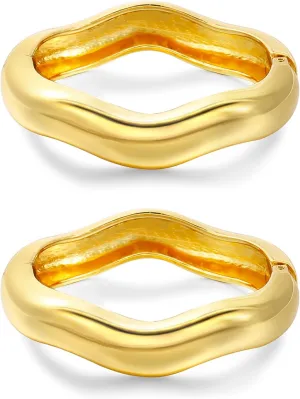 Elegance 11 designs Gold Bangles For Women Chunky Trendy Hinged Cuff Open Bracelet Wide Minimalist Bracelets Jewelry Gift