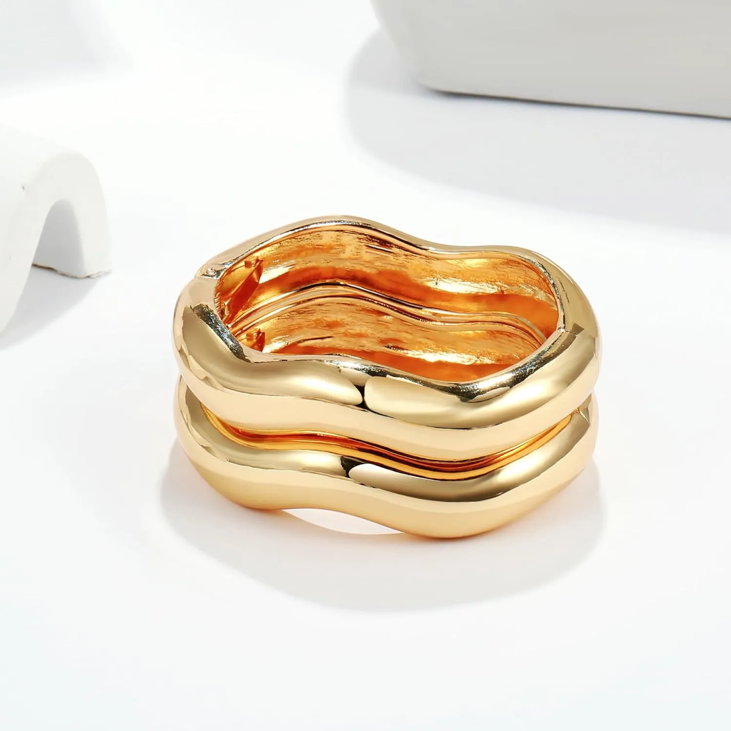 Elegance 11 designs Gold Bangles For Women Chunky Trendy Hinged Cuff Open Bracelet Wide Minimalist Bracelets Jewelry Gift