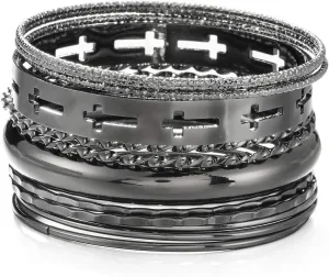 Ensoul Love/Peace/Cross Design Metal Bracelets&Bangles Set for Girls&Women
