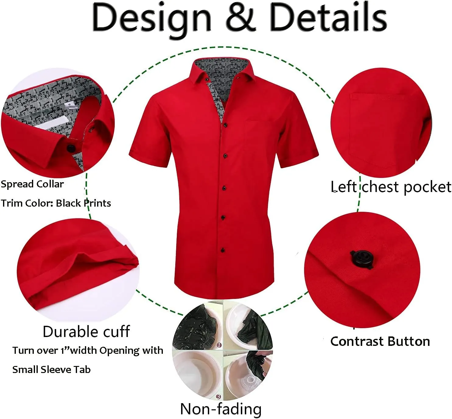 Esabel.C Mens Short Sleeve Dress Shirts 4-Way Stretch Regular Fit Stretch Wrinkle-Free Casual Button Down Shirts