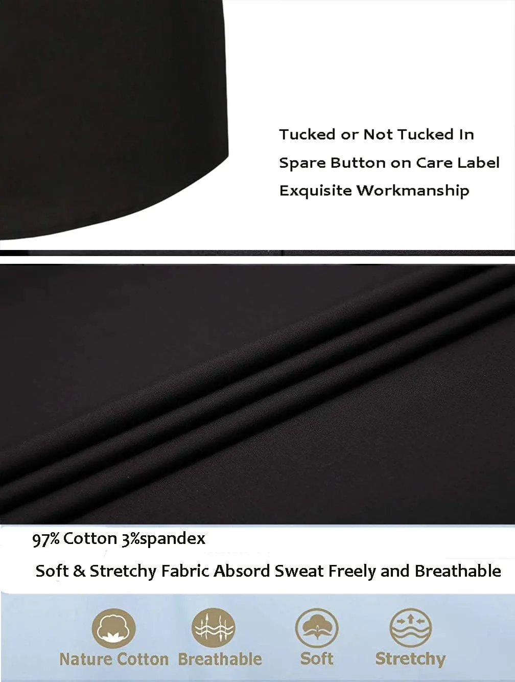 Esabel.C Mens Short Sleeve Dress Shirts 4-Way Stretch Regular Fit Stretch Wrinkle-Free Casual Button Down Shirts