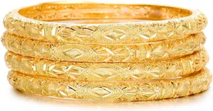Ethlyn Large Sized Wrist Women Bracelets 2.7inch 18K Gold Plated Fixed Big Size Wrist Bangles Sets (4pcs /lot)