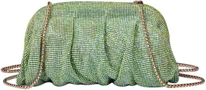Evening Bag Rhinestone Clutch Purse for Women Ladies Sparkly Party Shoulder Handbag Bling Crossbody Wedding Bag Green