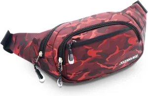 Fanny Packs for Women & Men, 5-Zipper Pockets Water Resistant Practical Waist Bag, for Outdoor Running Cycling Sports Travel Hiking Camping Fishing Fashionable Camo Belt Bags
