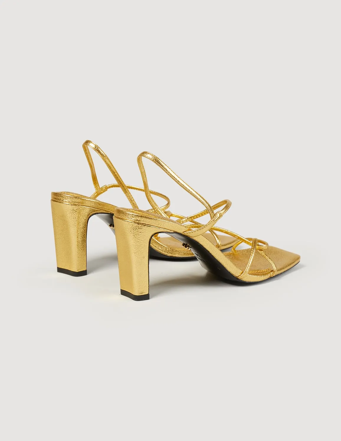 Faye Gold Embossed Leather Sandals Gold