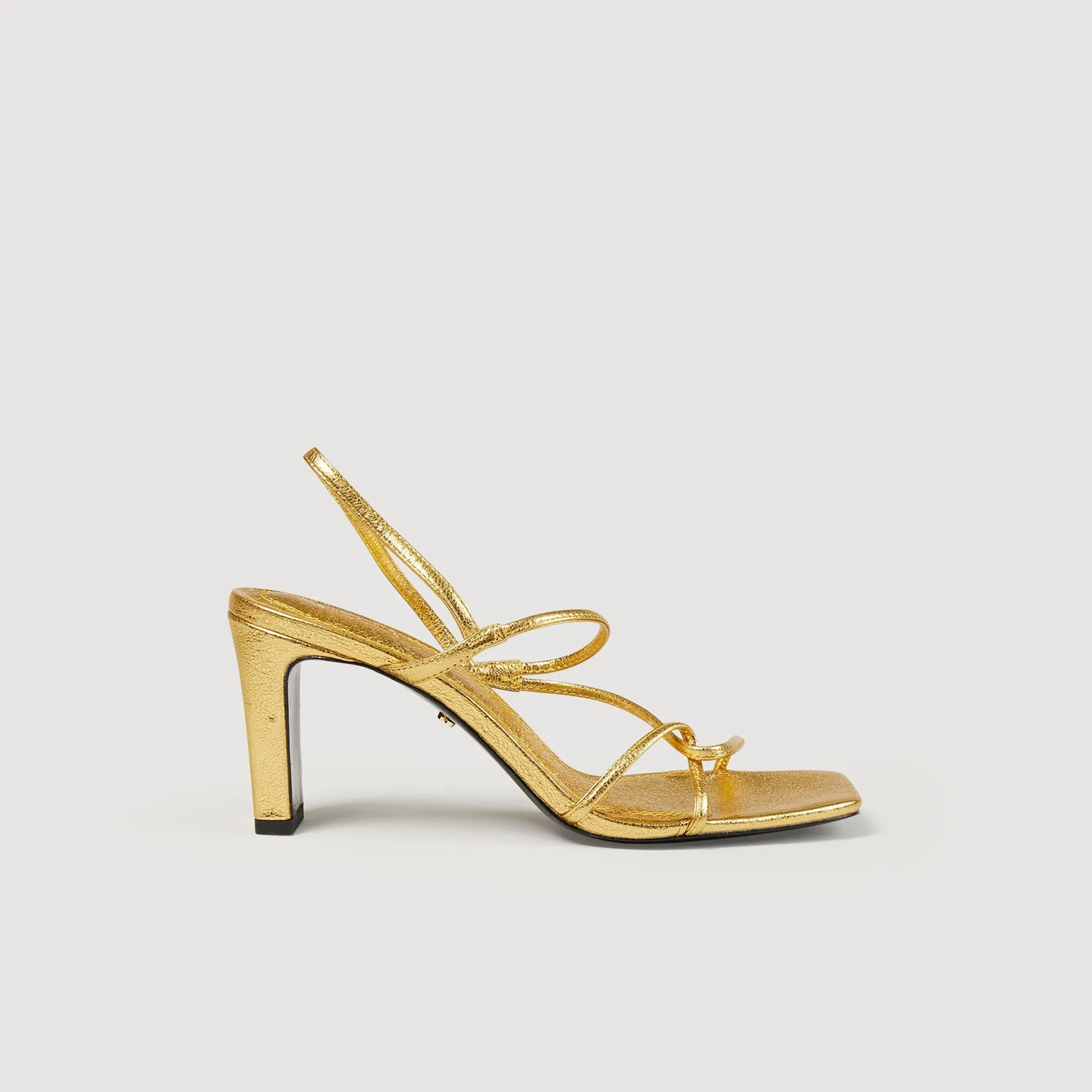 Faye Gold Embossed Leather Sandals Gold