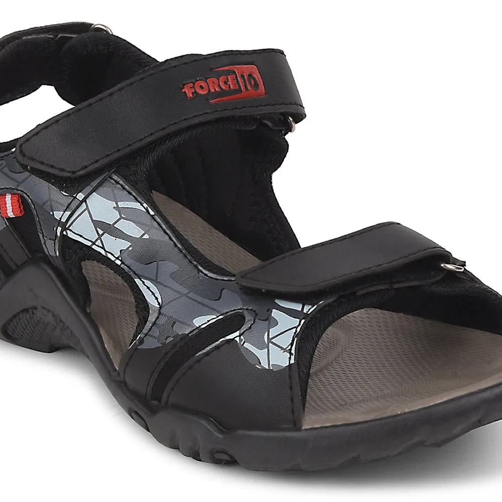 Force 10 Black Sporty Casual Sandal For Men 8141-20 By Liberty