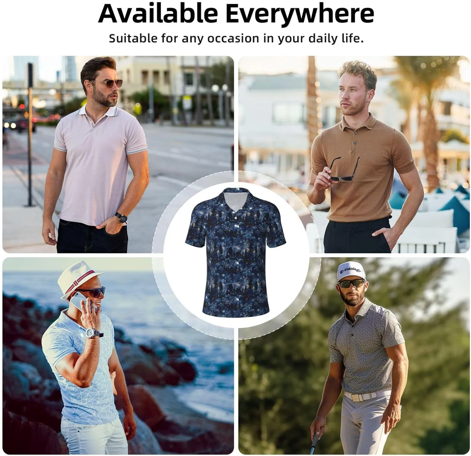 Funny Men's Golf Polo Shirts Mens Novelty Short Sleeve Polo Shirts Moisture Wicking Quick Dry Golf Shirts