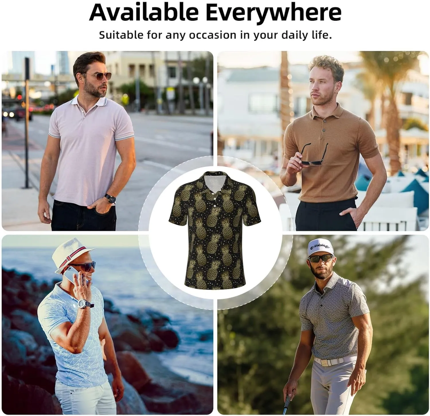 Funny Men's Golf Polo Shirts Mens Novelty Short Sleeve Polo Shirts Moisture Wicking Quick Dry Golf Shirts